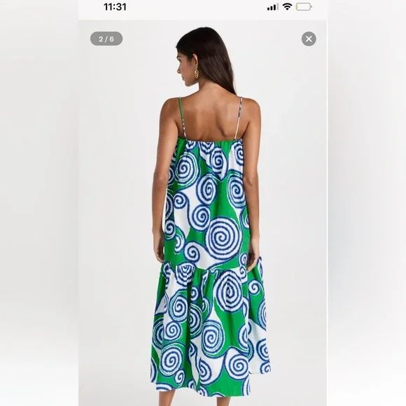 RHODE Alby Midi Dress in Lagoon Size XS/S - Picture 3 of 11